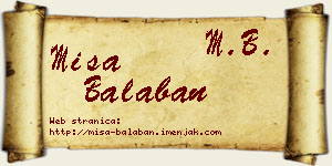 Miša Balaban vizit kartica